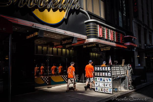 Sunshine on the Brooklyn Diner in 155 W 43rd St, New York.